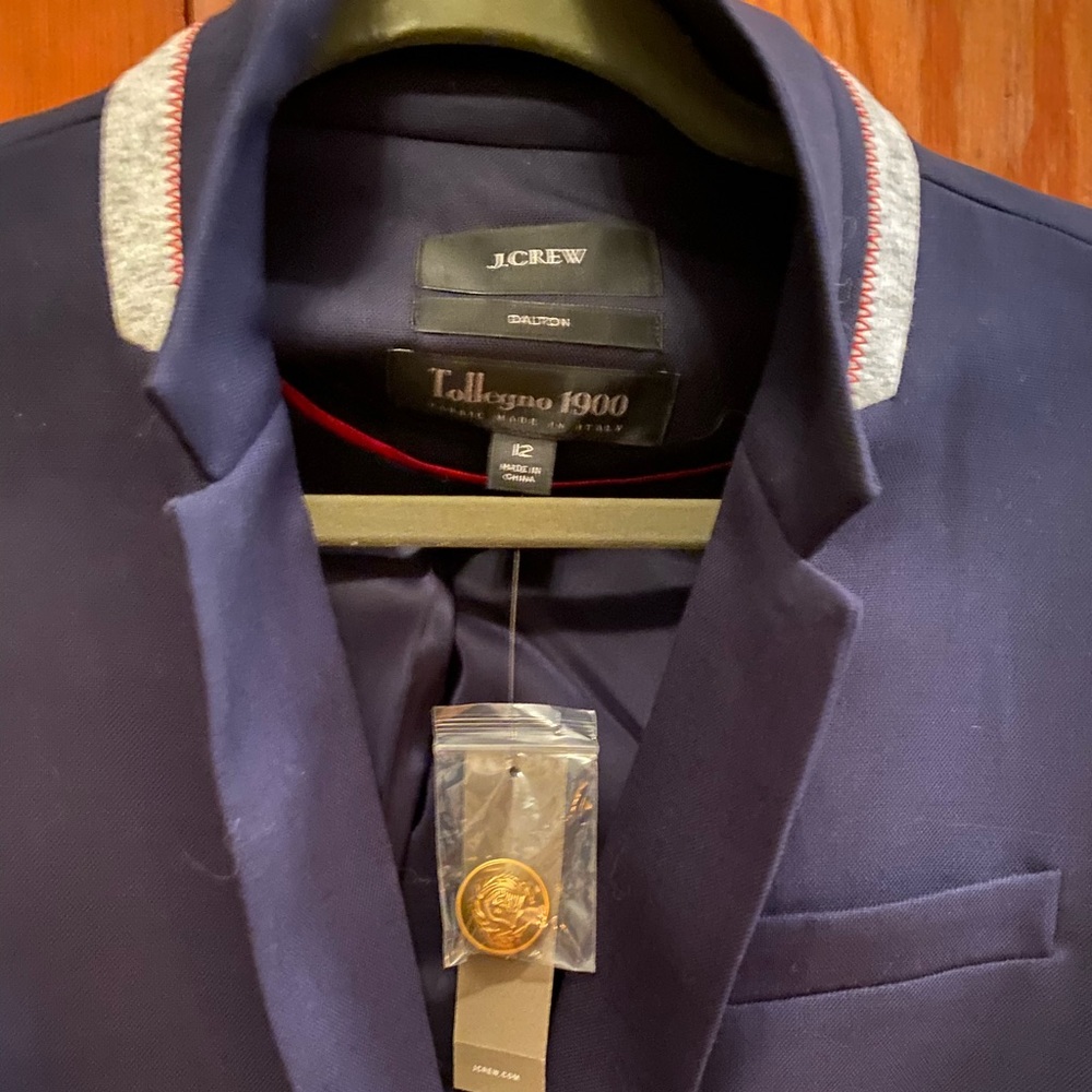 NEW J.Crew 12 Dalton Blazer Italian Stretch Wool Navy Career Tollegno 1900 NWT